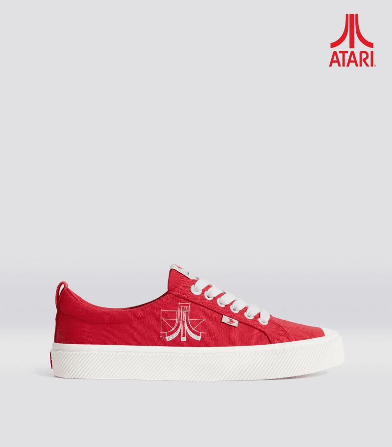 atari oca low red canvas sneaker.side view