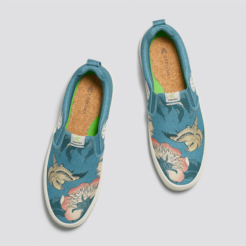 hokusai slip on peonies and canary print canvas sneaker.slideshow5