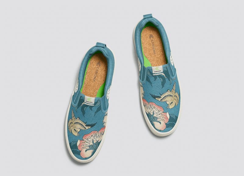 hokusai slip on peonies and canary print canvas sneaker.slideshow5