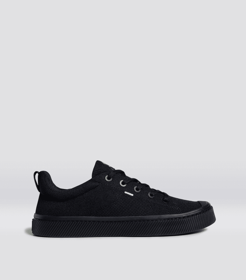 ibi all black knit sneaker.side view