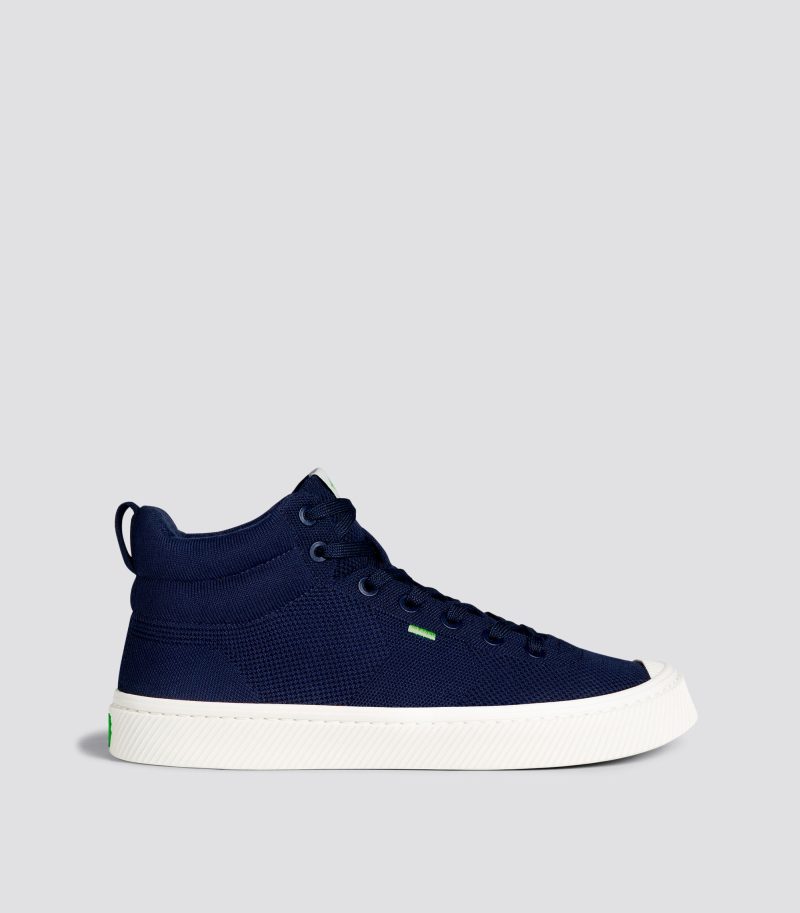 ibi high navy knit sneaker side view c1148df6 e665 4136 ae33 271de05042b9