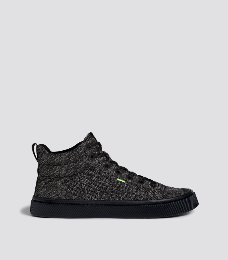 ibi high stone black knit sneaker side view