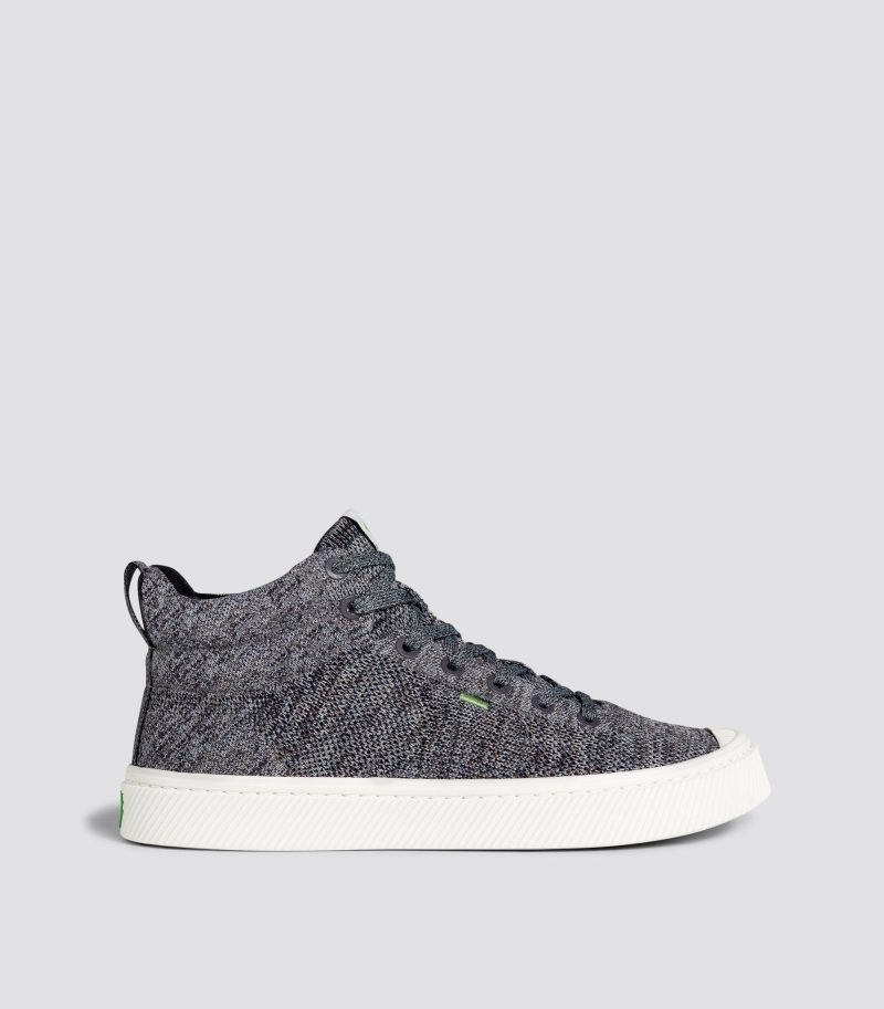 ibi high stone grey knit sneaker side view