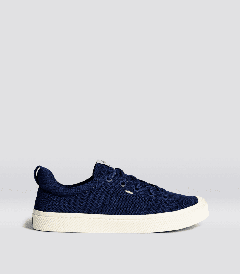 ibi low navy knit sneaker canvas.side view