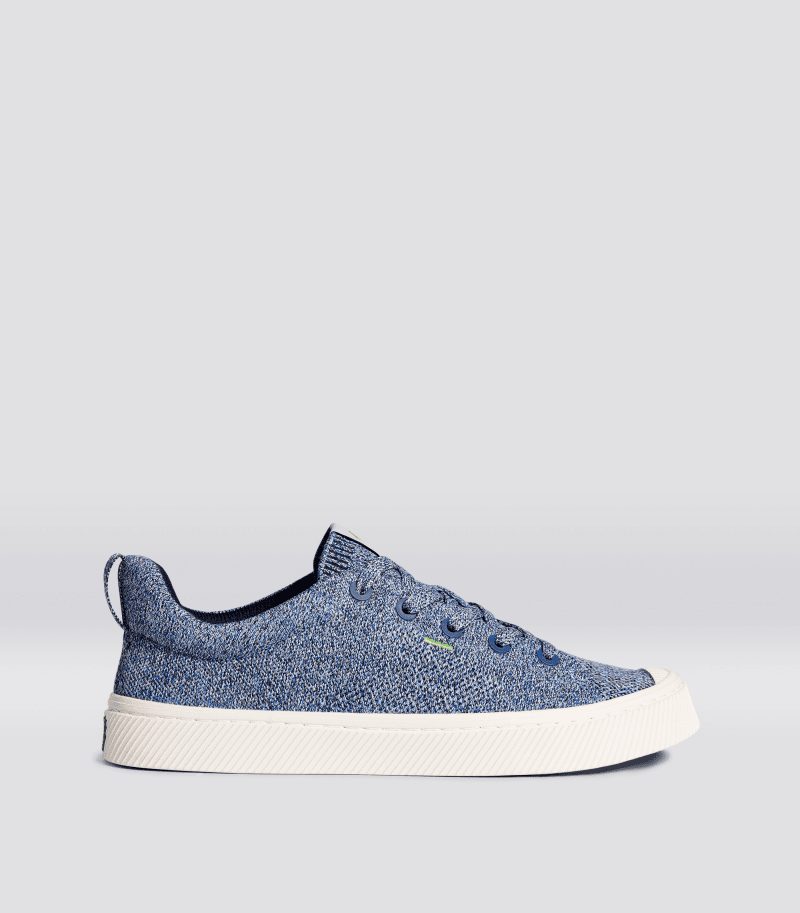 ibi low stone blue knit sneaker.side view