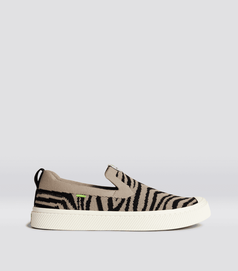 ibi slip on zebra sneaker.side view