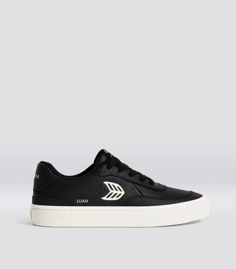 luan pro black premium leather ivory sneaker.side view