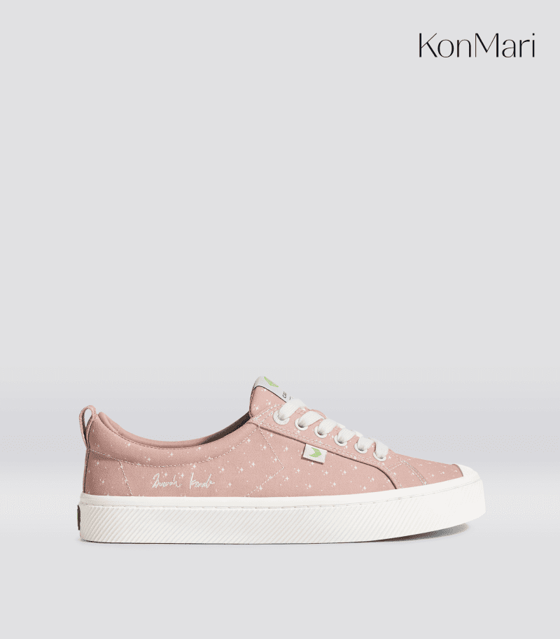 marie kondo rose canvas sneaker.side view