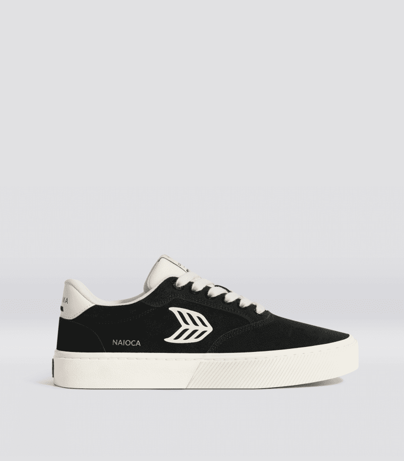 naioca black suede Ivory sneaker.side view