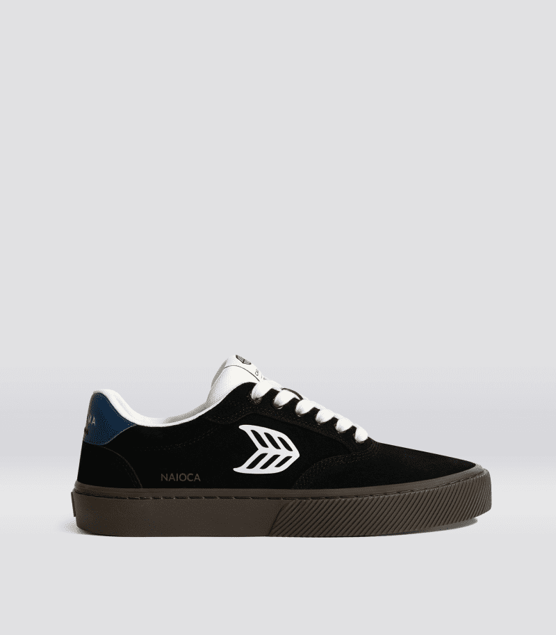 naioca black teak suede sneaker.side view