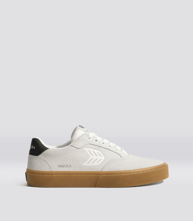 naioca off white vintage gum suede sneaker.side view