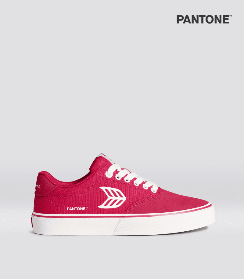 naioca pro pantone viva magenta off white canvas sneaker.side view 609c93ec ee36 4bf2 a9b7 ecf6edc47276