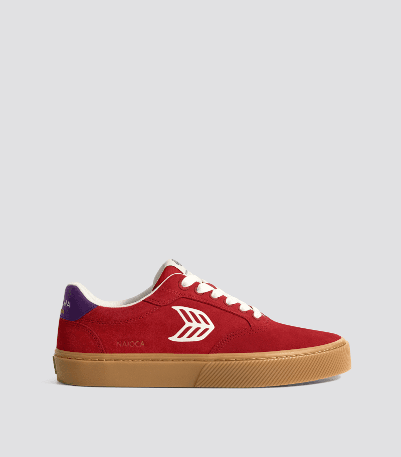 naioca red gum suede sneaker.side view