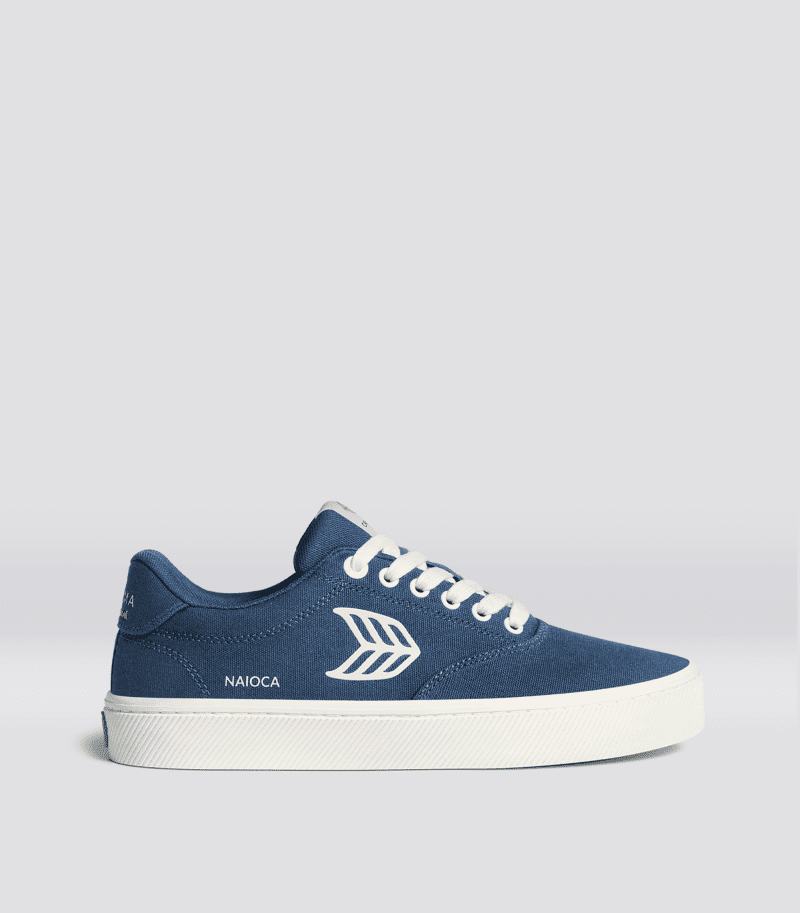 naioca shadow blue canvas sneaker.side view