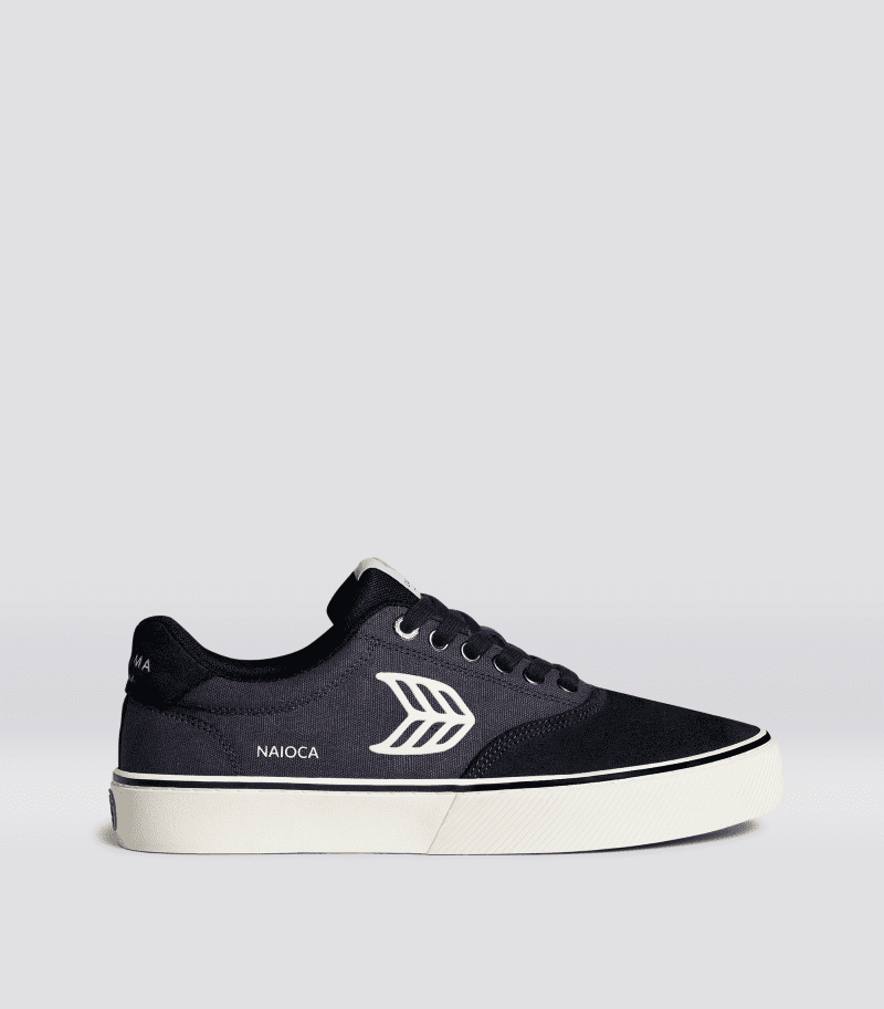 naioca skate off black ivory suede sneaker.side view