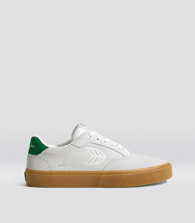 naioca smoke white gum suede sneaker.side view