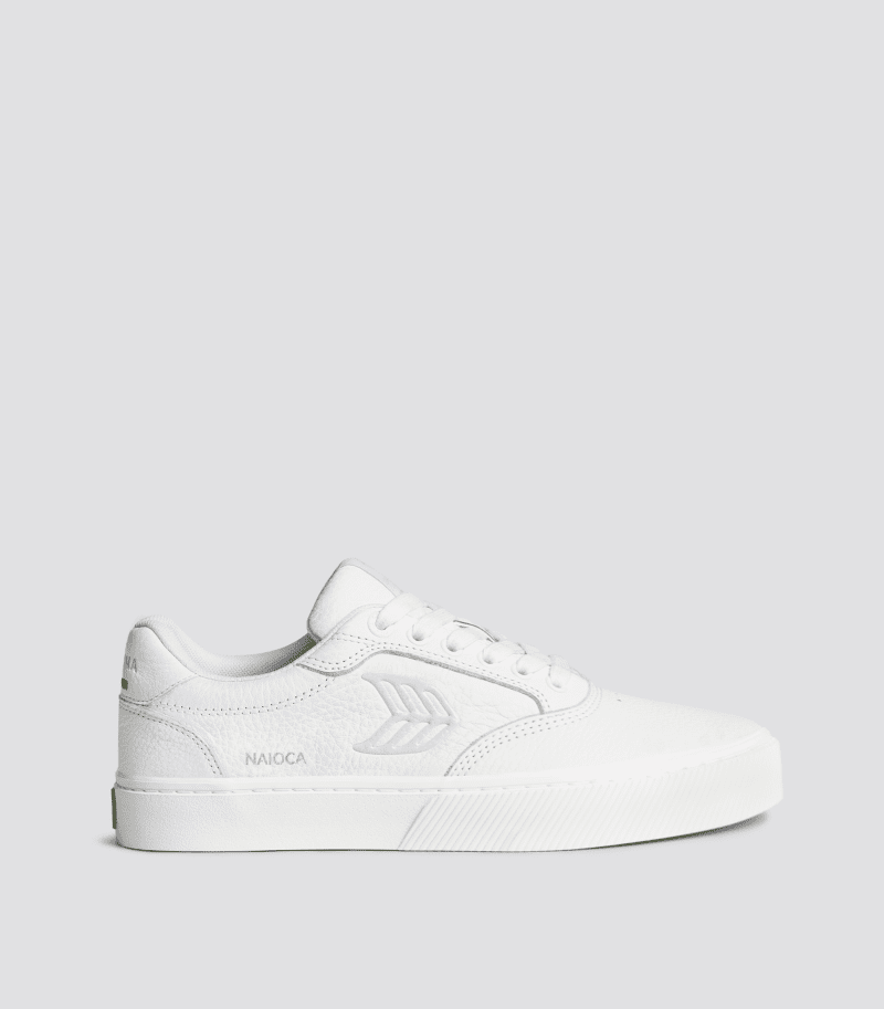 naioca white premium leather ice sneaker.side view