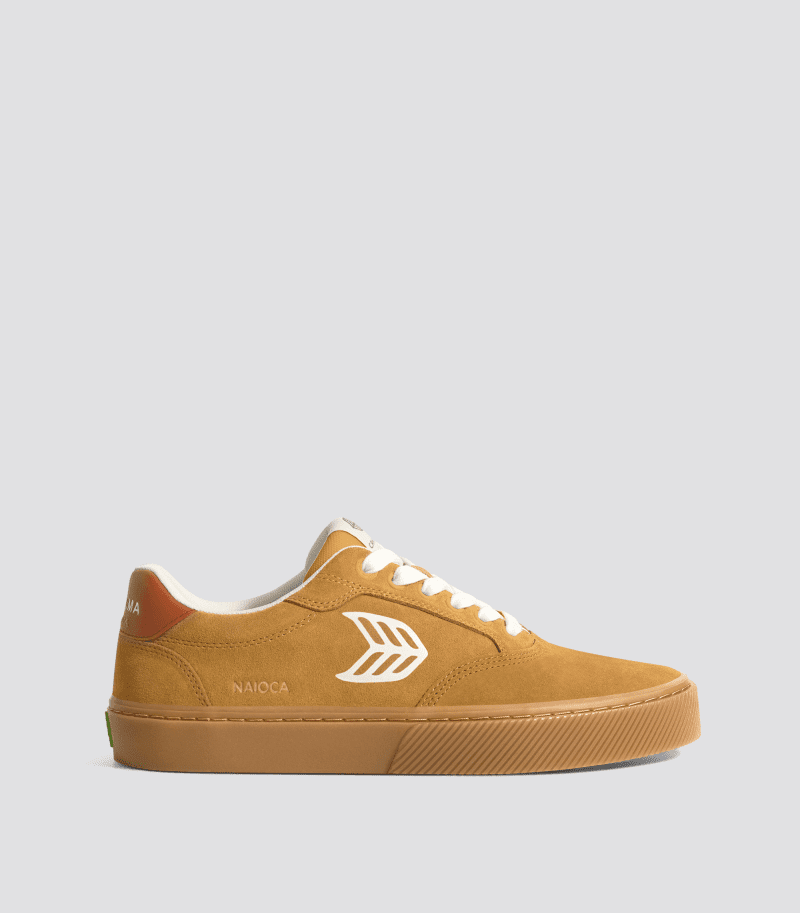 naioca yellow gum suede sneaker.side view