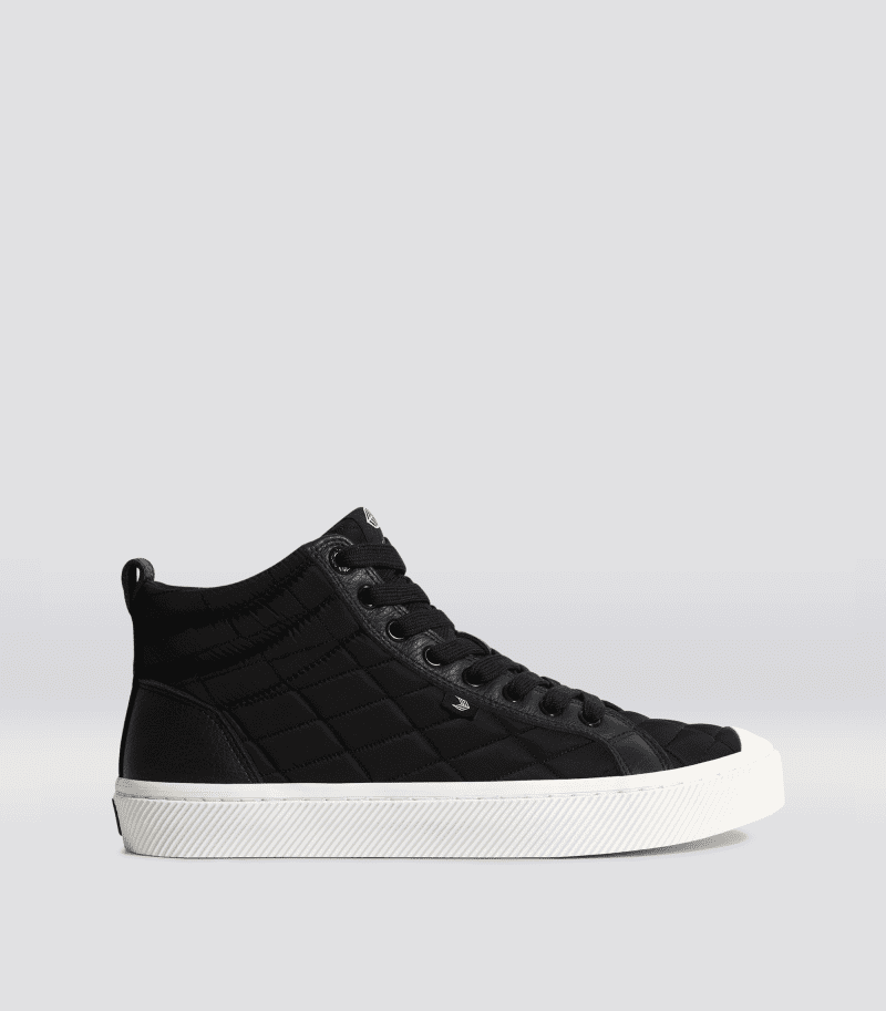 oca high black quilt recycled sneaker.side view