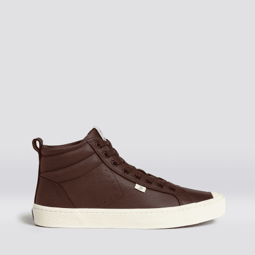 oca high brown premium leather sneaker.side view