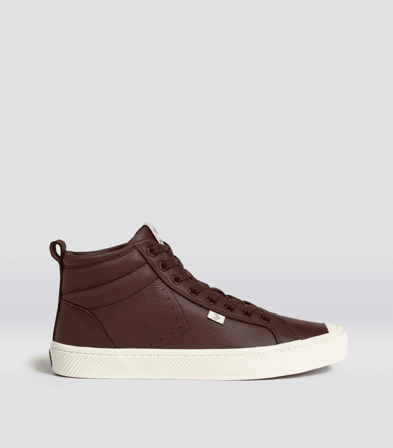 oca high brown premium leather sneaker.side view