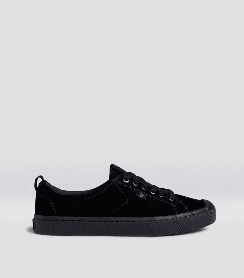 oca low all black suede sneaker side view