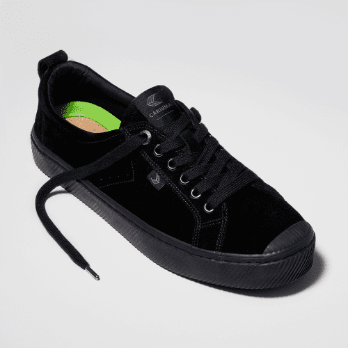 oca low all black suede sneaker.fb feed