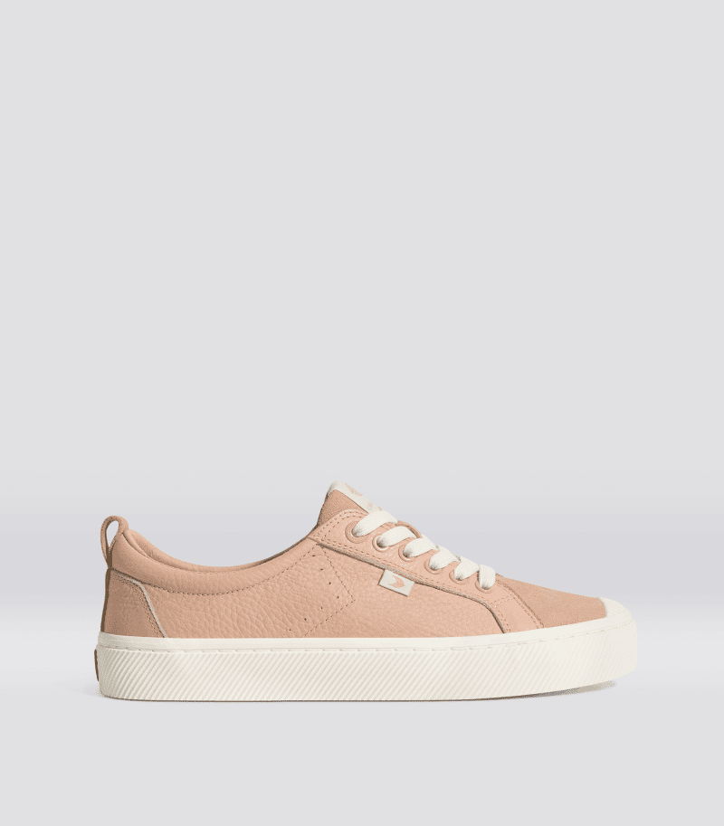 oca low beige nude suede premium leather sneaker.side view