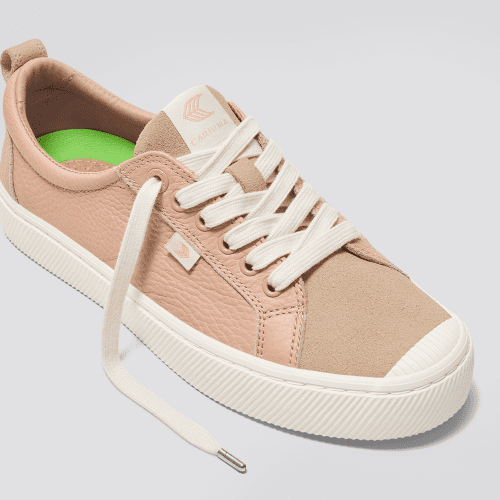 oca low beige nude suede premium leather sneaker.slideshow2