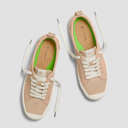 oca low beige nude suede premium leather sneaker.slideshow5