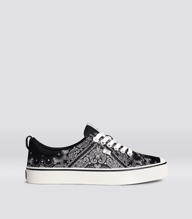 oca low black bandana canvas sneaker.side view