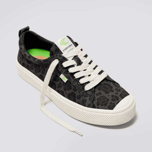 oca low black jaguar print canvas sneaker.fb feed