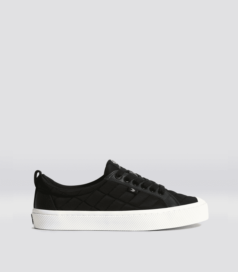 oca low black quilt recycled sneaker.side view