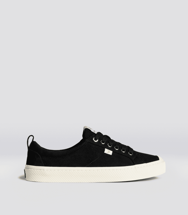 oca low black suede sneaker.side view