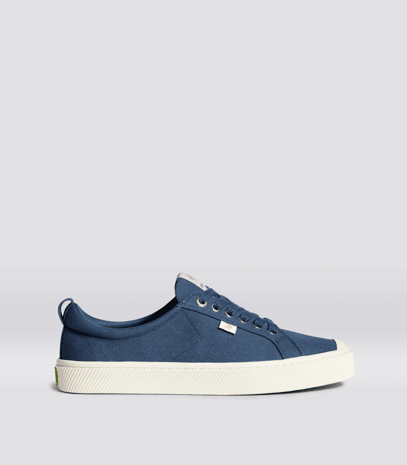 oca low blue canvas sneaker.side view