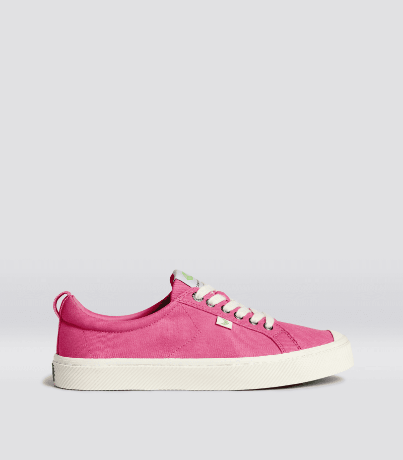 oca low bright pink canvas sneaker.side view