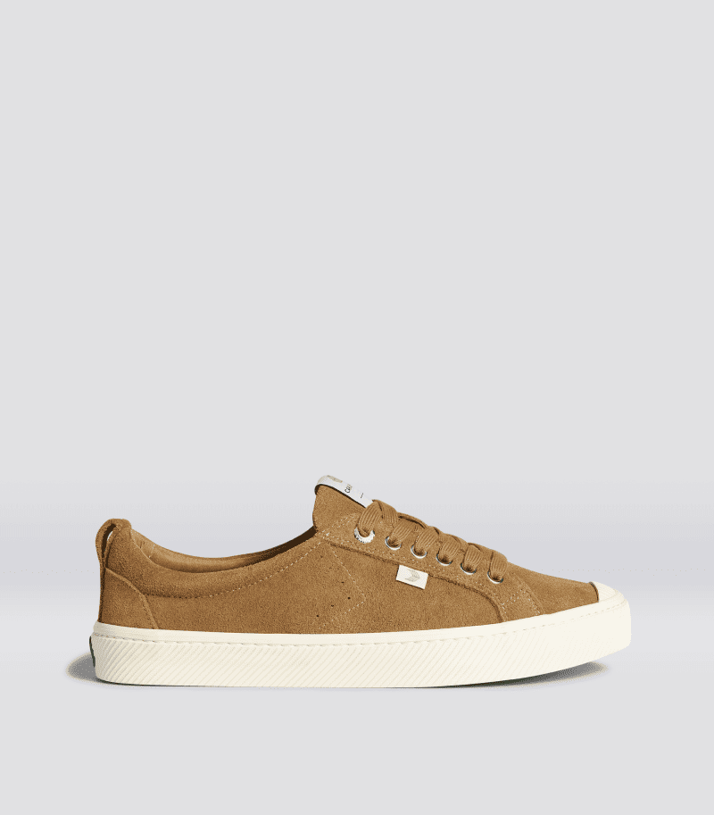 oca low camel brown suede sneaker.side view