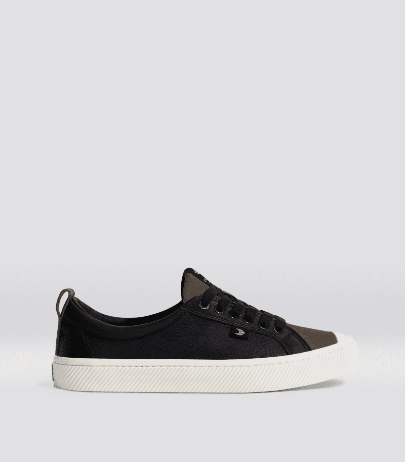 oca low dark khaki suede premium leather sneaker.side view