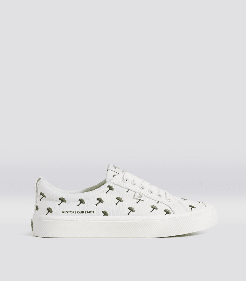 oca low earth day off white canvas sneaker.side view