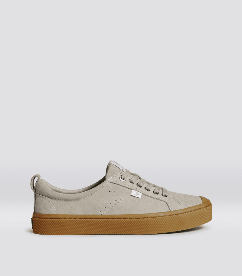 oca low grey gum suede sneaker.side view