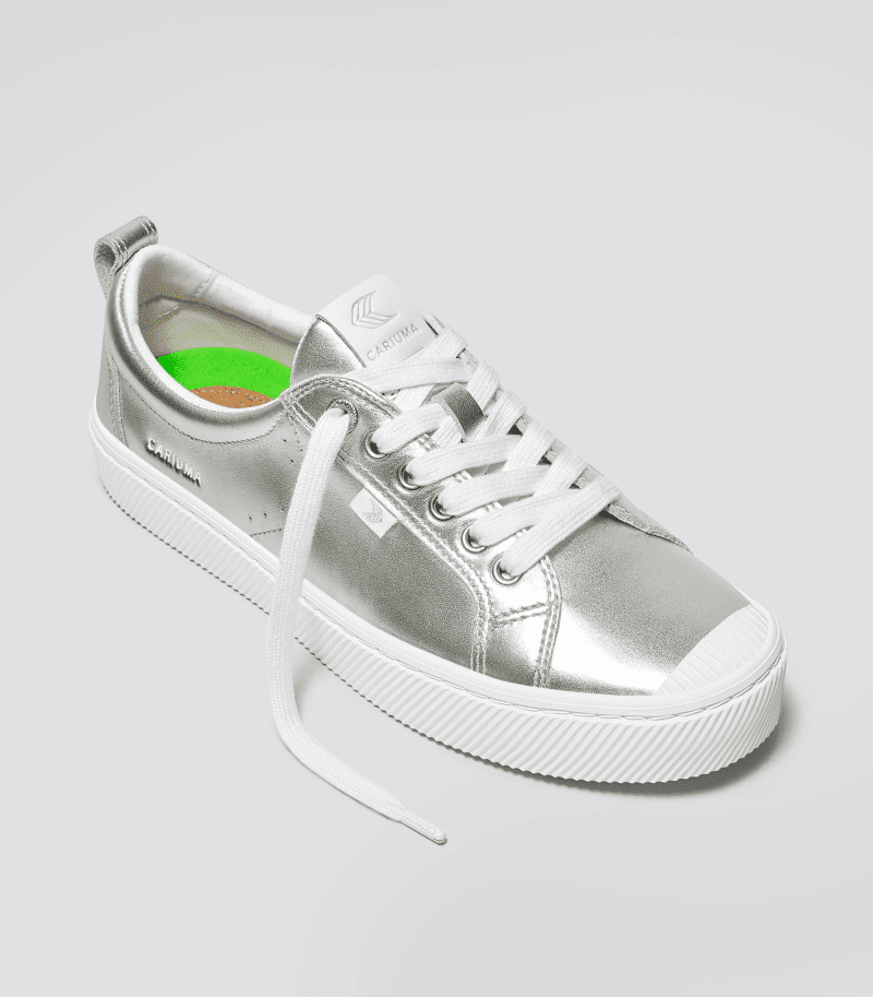 oca low metallic silver leather sneaker.fb feed