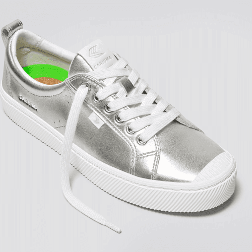 oca low metallic silver leather sneaker.slideshow2