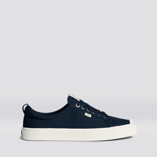 oca low navy blue canvas sneaker.side view