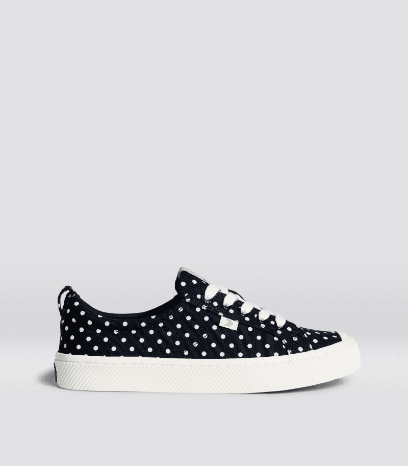 oca low off black polka dots canvas sneaker side view