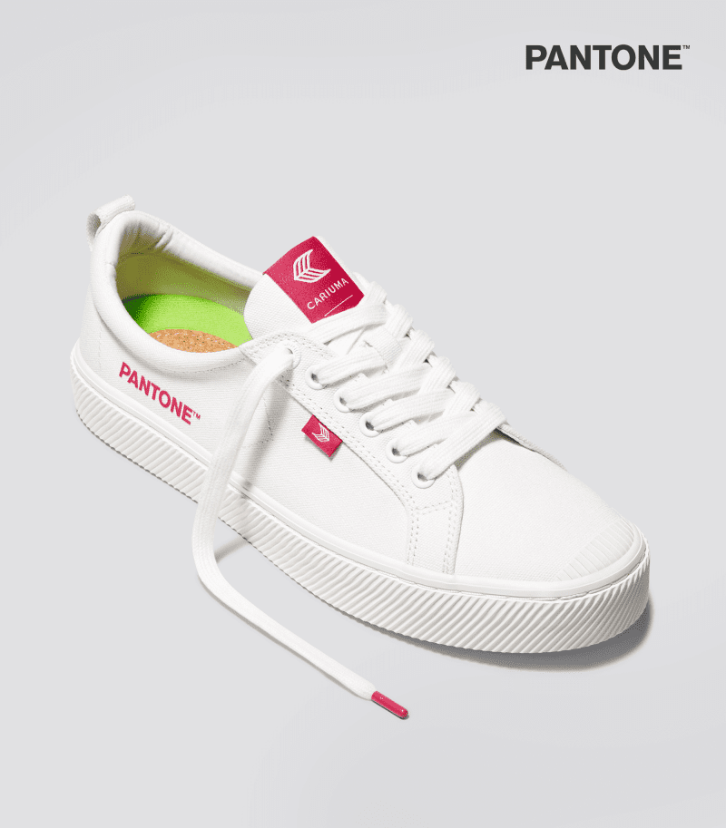 oca low pantone off white viva magenta canvas sneaker.fb feed