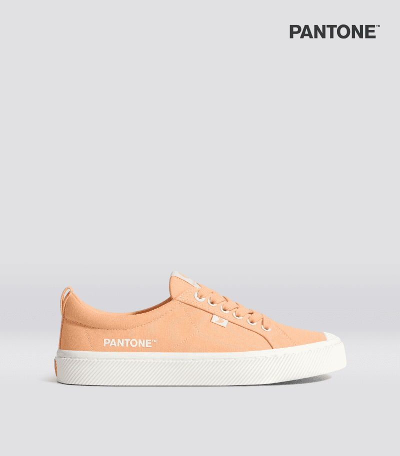 oca low pantone peach fuzz canvas sneaker.side view 54b41c1d fd5b 4ccf bc6e 5d470746263d