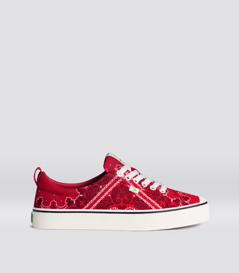 oca low red bandana canvas sneaker.side view