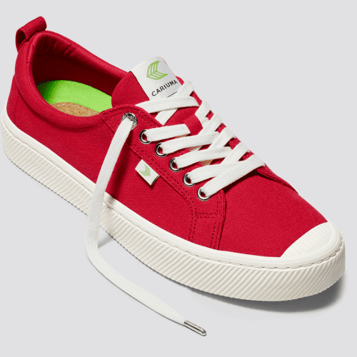 oca low red canvas sneaker side view.slideshow2