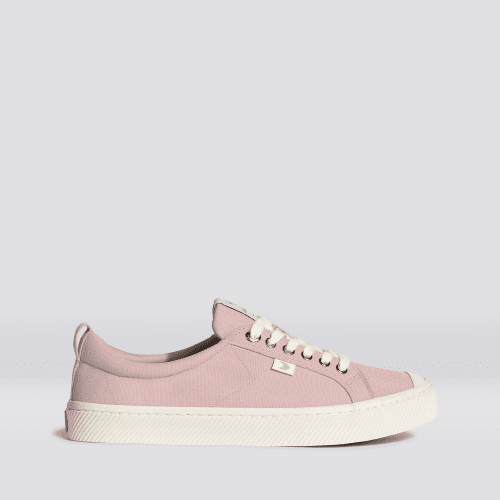 oca low rose red canvas sneaker side view