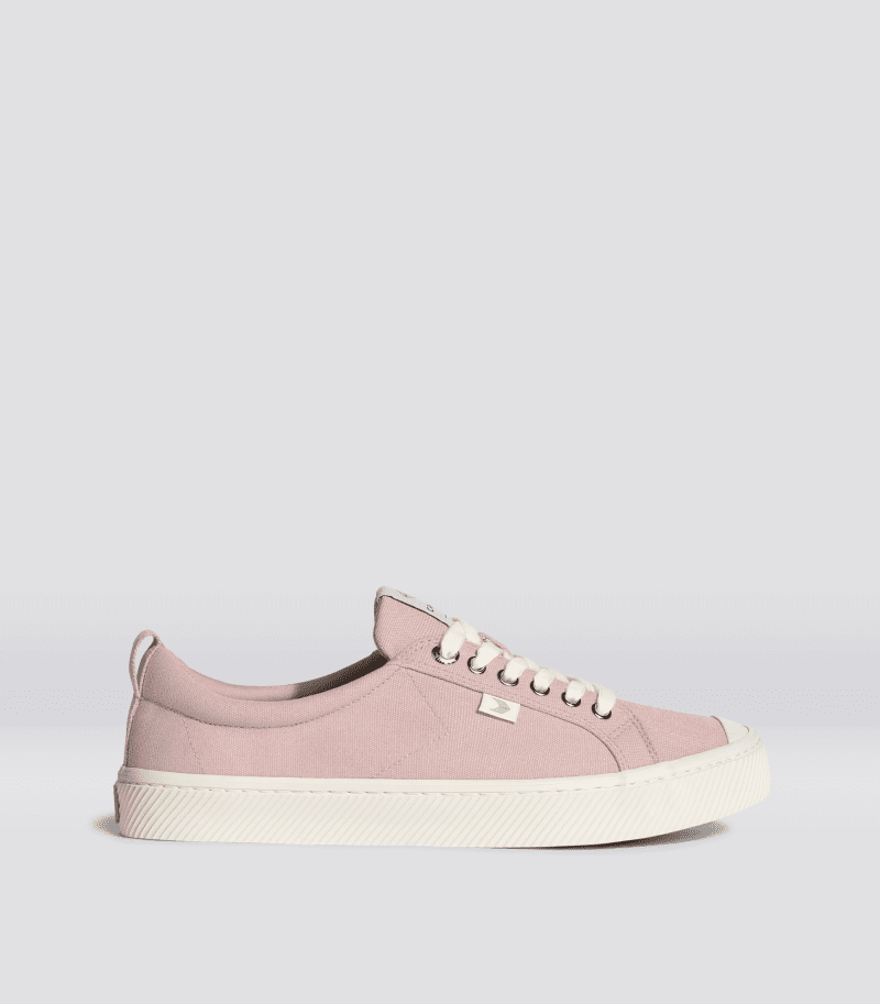 oca low rose red canvas sneaker side view